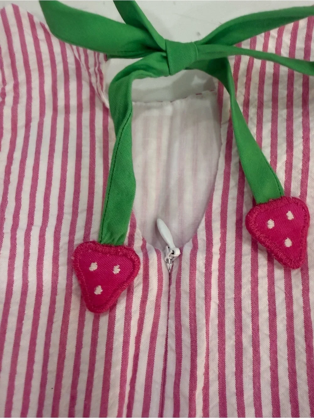 Florence Eiseman Girls’ Pink Stripe Top & Bloomers Set | Strawberry Embroidery